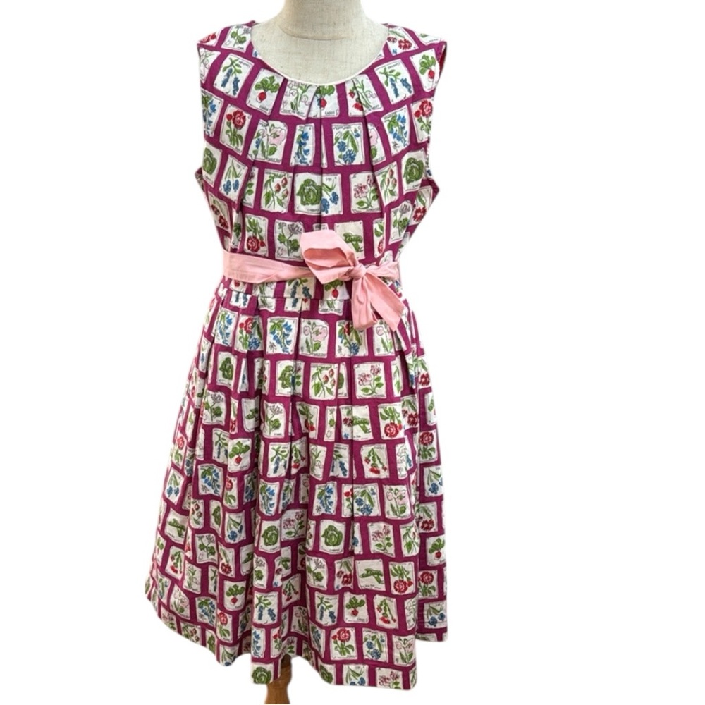 🪴Mini Boden Multicolor Floral Kids Linen Blend Dress w Matching Granny Cardigan